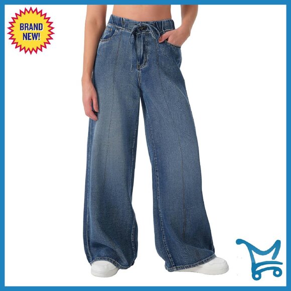 Denim - Women's Loose Fit Pull-On Jeans Elastic Waist Lyocell Non-Stretch